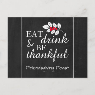 Eat Drink, Chalkboard Thanksgiving Feast Invite Briefkaart