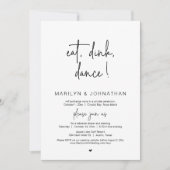 Eat, Drink, Dans, Weddenschap Dinner Party Kaart (Voorkant)