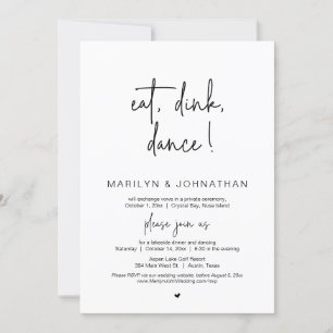 Eat, Drink, Dans, Weddenschap Dinner Party Kaart