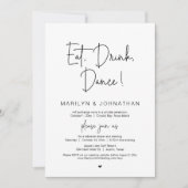 Eat, Drink, Dans, Weddenschap Dinner Party Kaart (Voorkant)