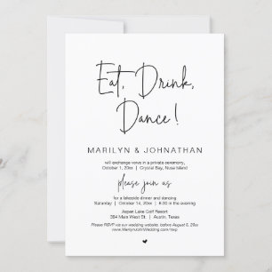 Eat, Drink, Dans, Weddenschap Dinner Party Kaart