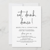 Eat, Drink, Dans, Weddenschap Dinner Party Kaart (Voorkant)