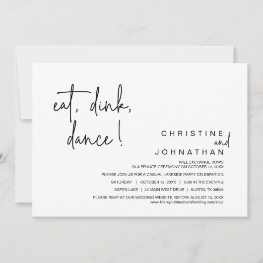 Eat, Drink, Dans, Weddenschap Kaart (Voorkant)