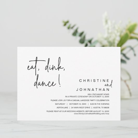 Eat, Drink, Dans, Weddenschap Kaart (Staand voorkant)