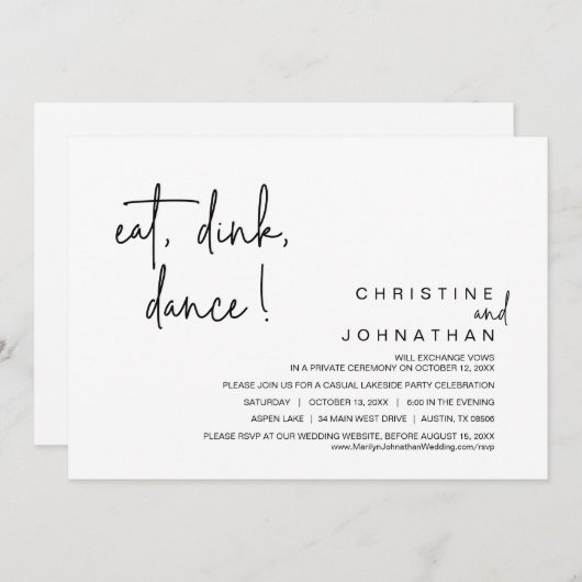 Eat, Drink, Dans, Weddenschap Kaart (Voorkant / Achterkant)
