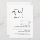 Eat, Drink, Dans, Wedding Elopement Celebration I Kaart (Voorkant / Achterkant)