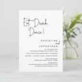 Eat, Drink, Dans, Wedding Elopement Celebration Kaart (Staand voorkant)