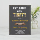 Eat drink en 30th Birthday Invitation Kaart (Staand voorkant)