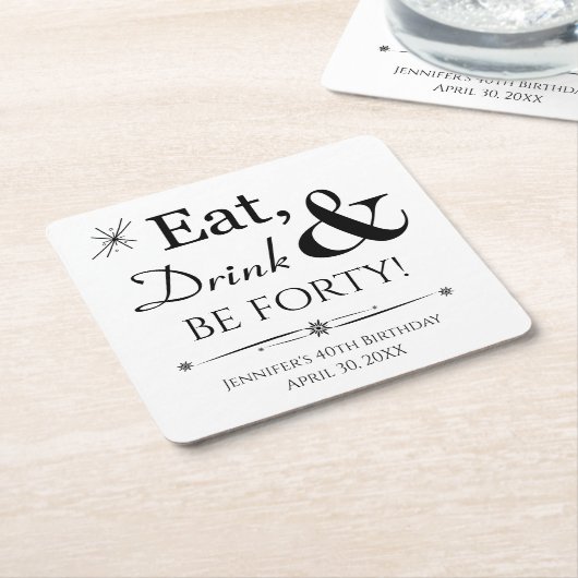 Eat Drink en 40 dagen terug 40e verjaardag Kartonnen Onderzetters (Schuin)