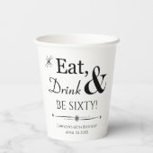 Eat Drink en 60 Throwback 60e verjaardag Papieren Bekers (Achterkant)