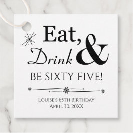 Eat Drink en 65 Retro 65th Birthday Bedankjes Labels