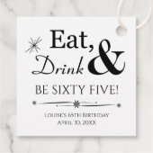 Eat Drink en 65 Retro 65th Birthday Bedankjes Labels (Achterkant)