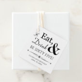 Eat Drink en 65 Retro 65th Birthday Bedankjes Labels (In situ)