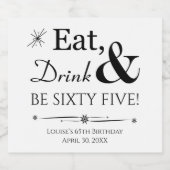 Eat Drink en 65 Retro 65th Birthday Bier Etiket (Enkel label)