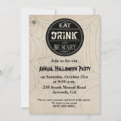 Eat Drink en are Scary Halloween Party Invitation Kaart (Voorkant)