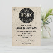Eat Drink en are Scary Halloween Party Invitation Kaart (Staand voorkant)