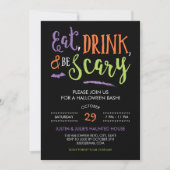 Eat Drink en are Scary Halloween Party Invitation Kaart (Voorkant)