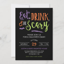 Eat Drink en are Scary Halloween Party Invitation Kaart