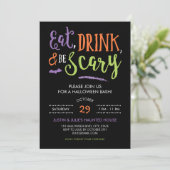 Eat Drink en are Scary Halloween Party Invitation Kaart (Staand voorkant)