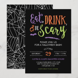 Eat Drink en are Scary Halloween Party Invitation Kaart