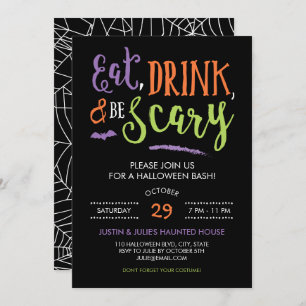 Eat Drink en are Scary Halloween Party Invitation Kaart
