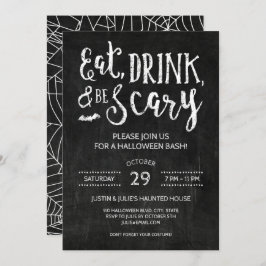 Eat Drink en are Scary Halloween Party Invitation Kaart