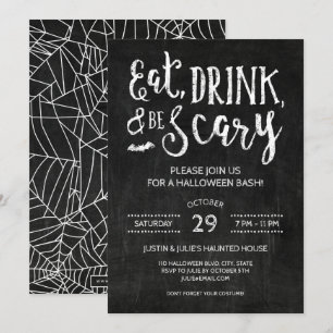 Eat Drink en are Scary Halloween Party Invitation Kaart