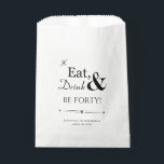 Eat Drink en be 40 Funky Retro 40th Birthday Bedankzakje<br><div class="desc">Het wordt een heck van een 40ste verjaardagsfeestje dus dank je gasten met deze funky retro Eat,  Drink & Be Forty! gunsttassen gevuld met goodies. Overeenkomende partij benodigdheden beschikbaar.</div>