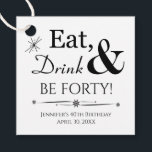 Eat Drink en be 40  Retro 40th Birthday Bedankjes Labels<br><div class="desc">Het wordt een hapje van een 40e verjaardagsfeestje,  dus vergroot je je gunsten met deze funky retro Eat,  Drink & Be 40! hang labels. Overeenkomende partijbenodigdheden beschikbaar.</div>