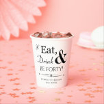 Eat Drink en be 40th Birthday Papieren Bekers<br><div class="desc">Het wordt een hapje van een 40e verjaardagsfeestje,  zodat je je tafel kunt opmaken met deze funky retro Eat,  Drink & Be 40e! Overeenkomende partijbenodigdheden beschikbaar.</div>