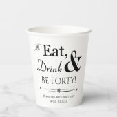 Eat Drink en be 40th Birthday Papieren Bekers (Achterkant)