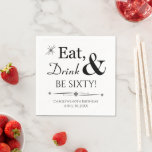 Eat Drink en be 60 Funky Retro 60th Birthday Servet<br><div class="desc">Het wordt een hapje van een 60e verjaardagsfeestje,  dus verplaats je tafel met deze funky retro Eat,  Drink & Be 60! papieren luiers! Overeenkomende partijbenodigdheden beschikbaar.</div>