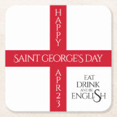 Eat Drink en be English St George's Cross Flag Kartonnen Onderzetters (Voorkant)