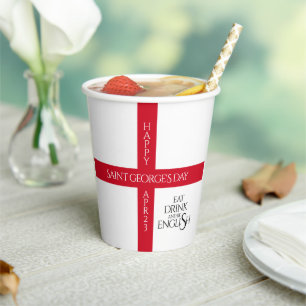 Eat Drink en be English St George's Cross Flag Papieren Bekers