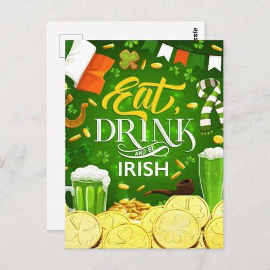 Eat Drink en Be Irish Briefkaart (Voorkant / Achterkant)
