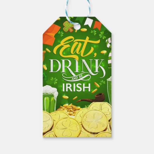 Eat Drink en Be Irish Cadeft Label Cadeaulabel (Voorkant)