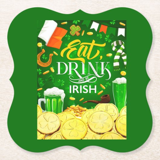 Eat Drink en Be Irish Kartonnen Onderzetters (Voorkant)