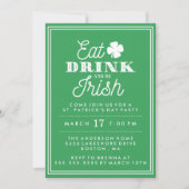 Eat Drink en Be Irish St. Patrick's Day Kaart (Voorkant)