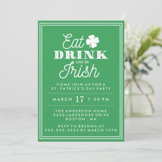 Eat Drink en Be Irish St. Patrick's Day Kaart (Staand voorkant)