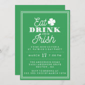 Eat Drink en Be Irish St. Patrick's Day Kaart (Voorkant / Achterkant)
