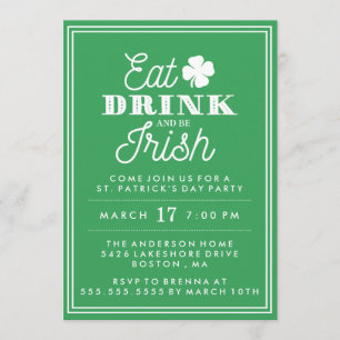Eat Drink en Be Irish St. Patrick's Day Kaart