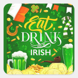 Eat Drink en Be Irish Vierkante Sticker