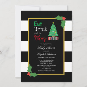 Eat Drink en be Merry Baby shower Invitation Kaart