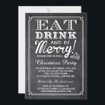 Eat Drink en be Merry Chalkboard Kerstparty Kaart<br><div class="desc">Creëer uw perfecte uitnodiging met deze vooraf ontworpen sjablonen, kunt u het gemakkelijk personaliseren om uniek van u te zijn. Voor verdere aanpassing, te klikken gelieve de "pas verder"verbinding aan en ons makkelijk te gebruiken ontwerphulpmiddel te gebruiken om deze sjabloon te wijzigen. Als u de voorkeur geeft aan Zelfkleerpapier/matte afwerking,...</div>