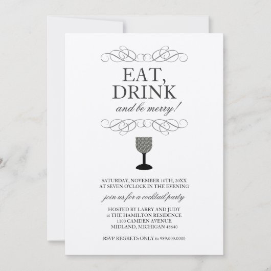 Eat, Drink en BE Merry Cocktail Party Invitation Kaart (Voorkant)