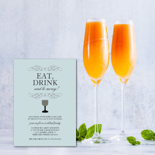 Eat, Drink en BE Merry Cocktail Party Invitation Kaart