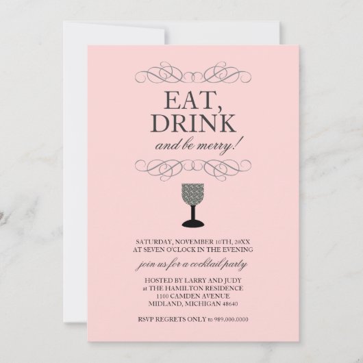 Eat, Drink en BE Merry Cocktail Party Invitation Kaart (Voorkant)