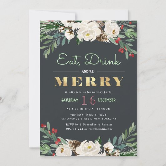 EAT, DRINK en BE MERRY | feestdag Kaart (Voorkant)