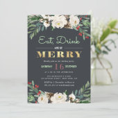 EAT, DRINK en BE MERRY | feestdag Kaart (Staand voorkant)