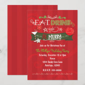 EAT-DRINK en BE MERRY-kerstfeestdagen Kaart (Voorkant / Achterkant)